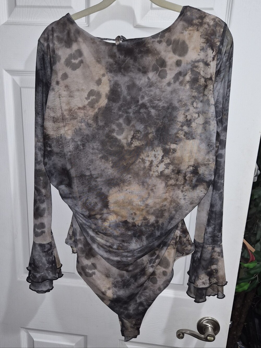 Boohoo Tie-Dye Long Sleeve Bodysuit With Back Open